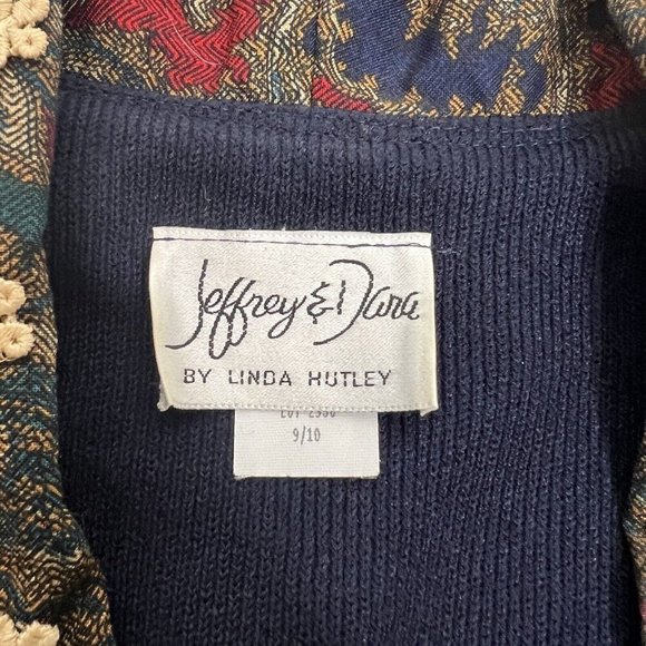 Vtg Jeffrey and Dara Women's Sz 9/10 Blue and Paisley Blazer Jacket Lace Collar - Picture 7 of 12